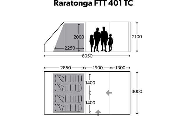Dometic Ascension FTX 601 TC Vorraum Anbau für Familienzelt für 8 Personen