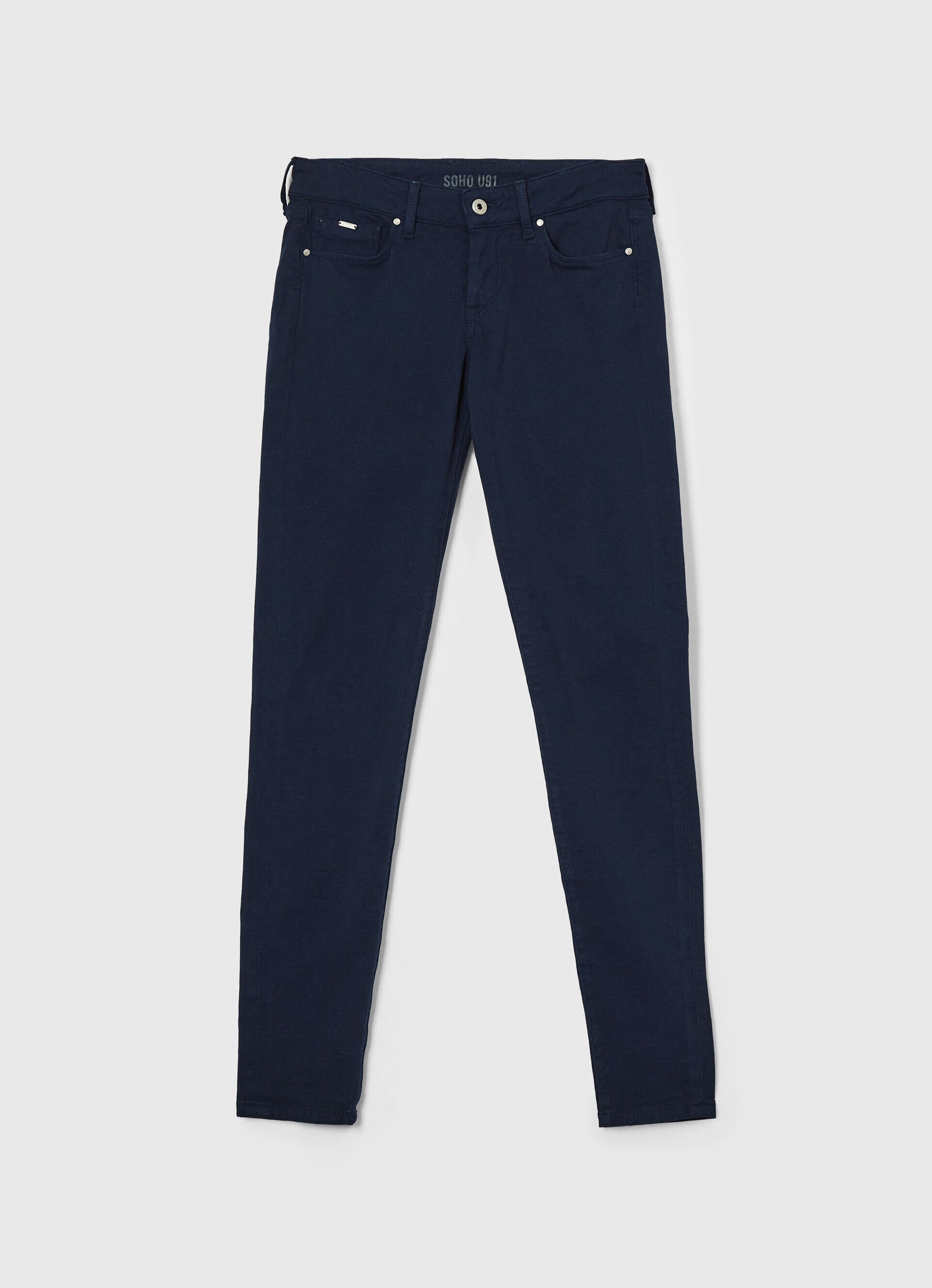 Calça skinny fit com 5 bolsos - azul dulwich
