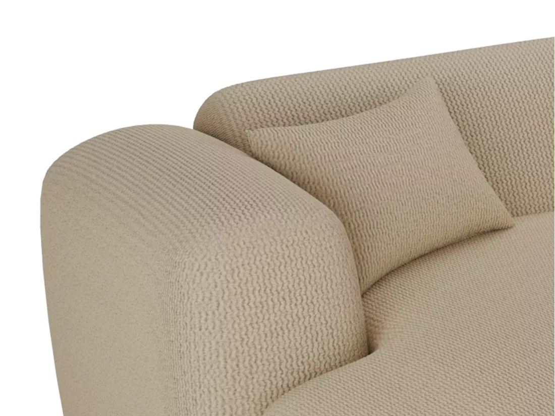 Grand canapé d'angle panoramique en tissu texturé beige POGNI de Maison Céphy