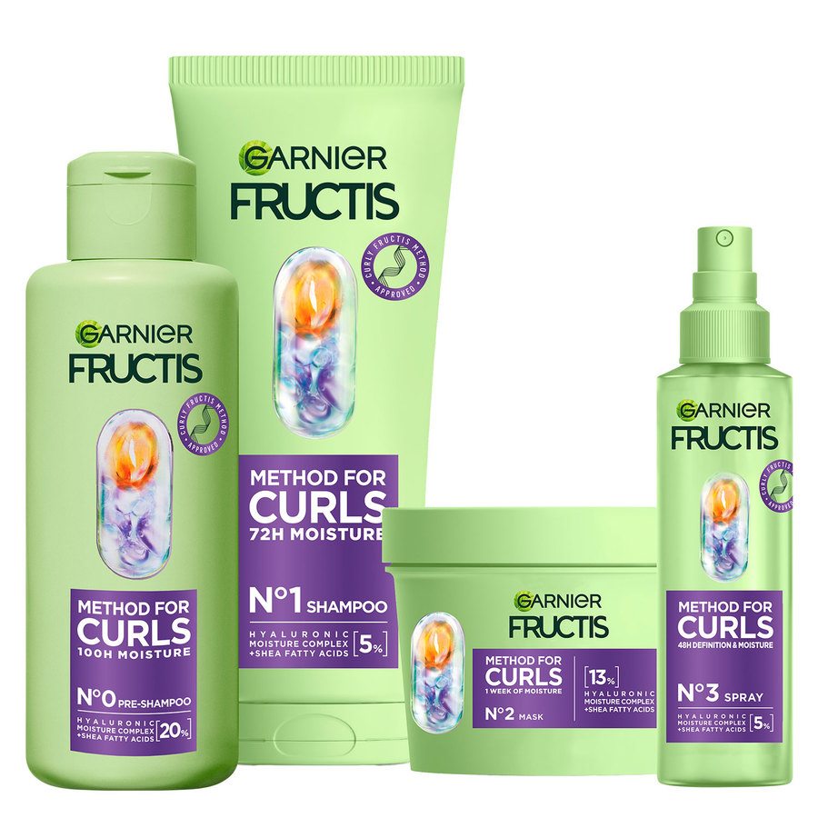 Garnier Fructis Method for Curls Pre-Shampoo 200ml + Shampoo 200ml + Mask 370ml + Leave-in 150ml