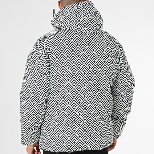 Doudoune Capuche Blanc Noir