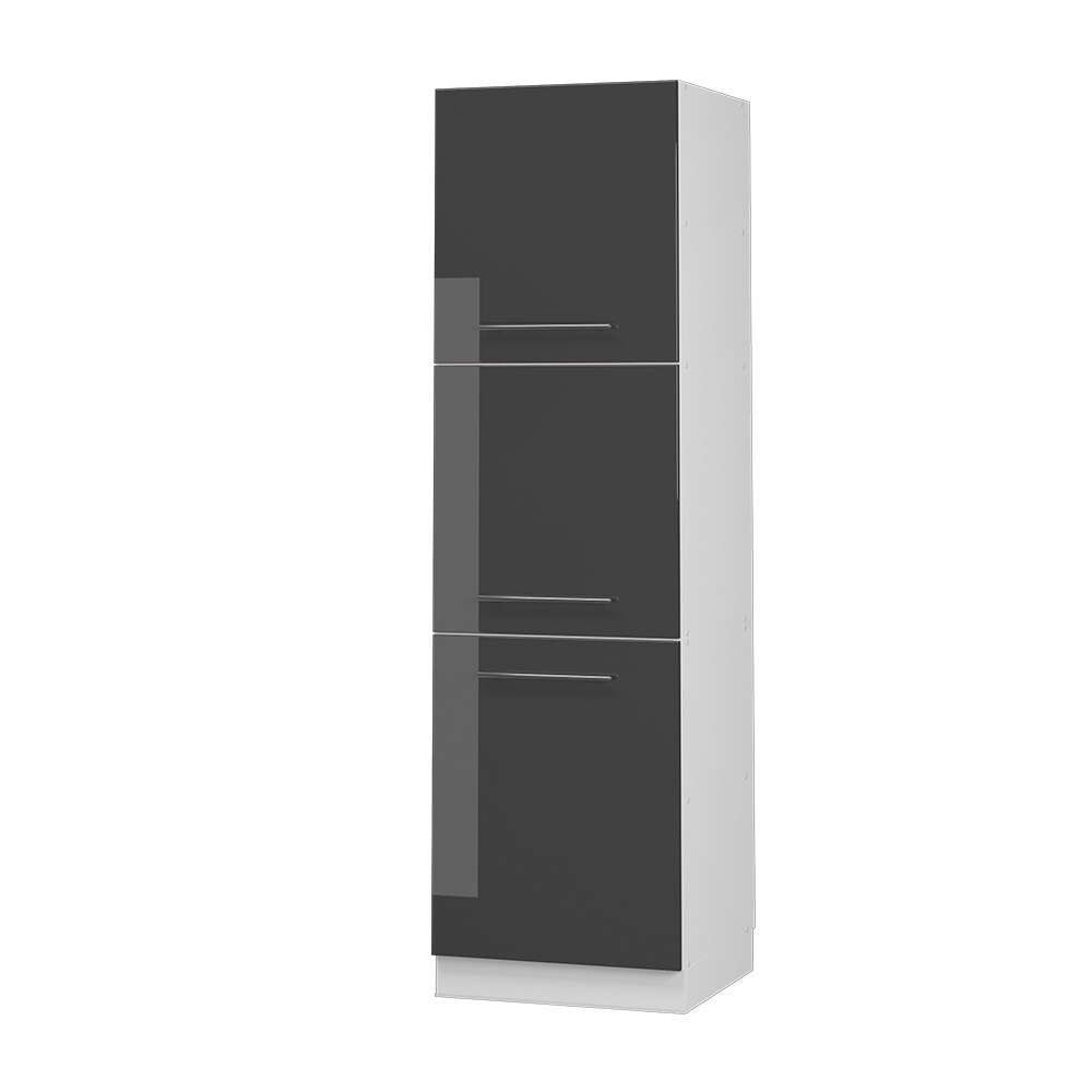 Vicco Herdumbauschrank Küchenschrank Küchenmöbel Fame-Line Weiß Anthrazit 60 cm modern Hochglanz Küche Einbauküche Blende Herdschrank Hochschrank Küchenzeile Drehtür Einlegeboden