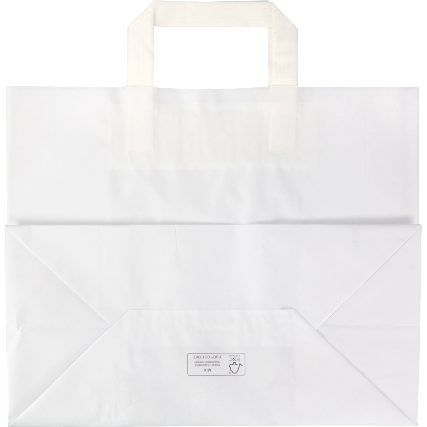 Tas, Papier, platte handgreep, 32x 16x27cm, draagtas, wit