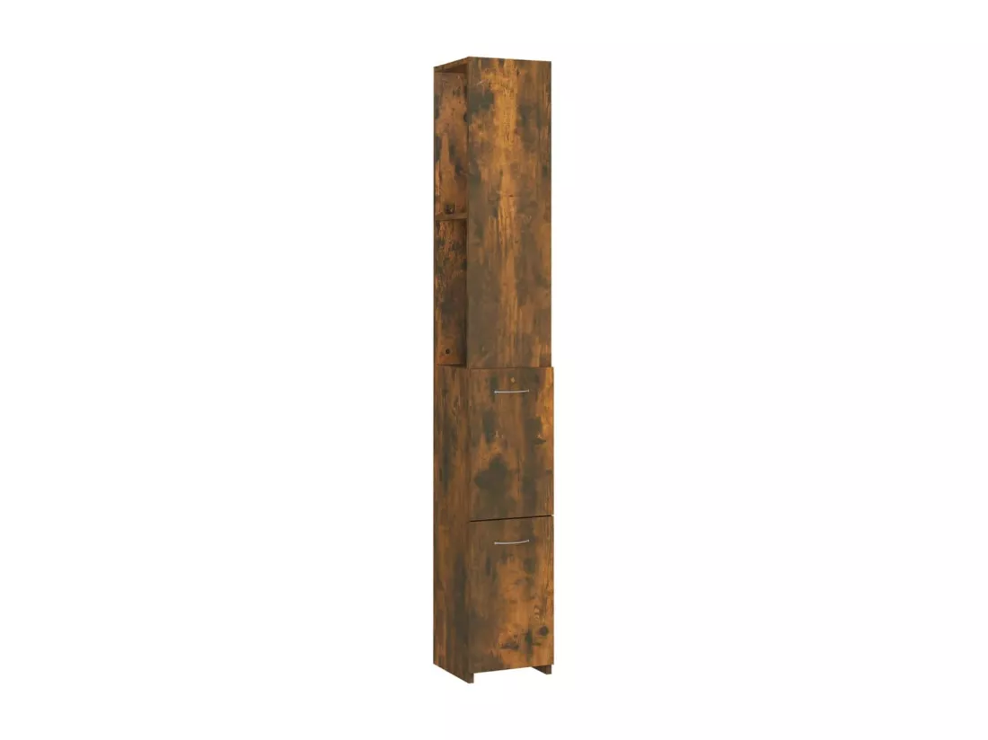 Armoire de bain chêne fumé 25x26,5x170 cm bois d'ingénierie