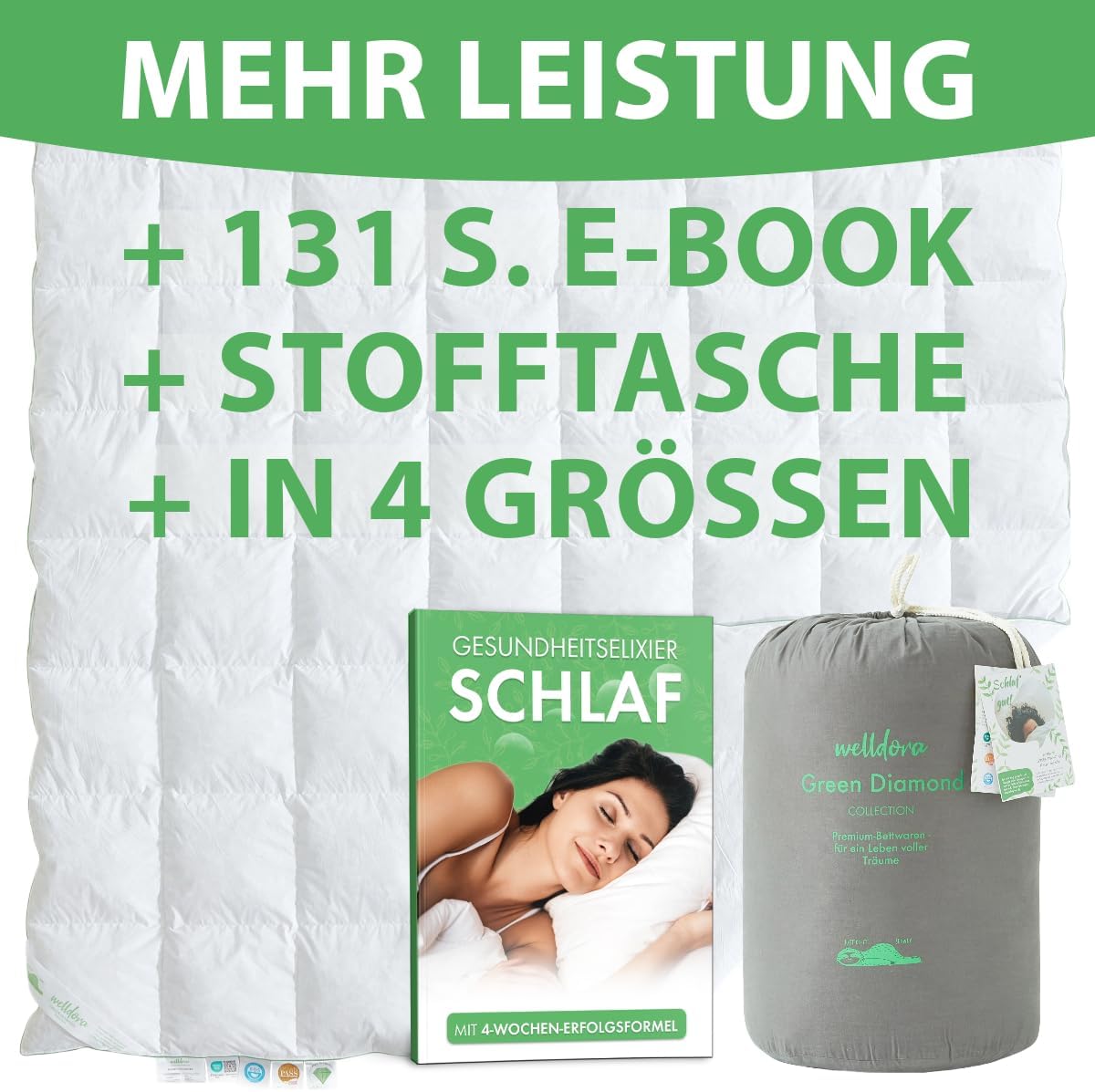 Welldora Komfort Bettdecke 155x220 Winter | 100% Extraweiche Federn & Daunen | Fachärztlich geprüft, Oeko-Tex, Allergiker | Zertifiziert für Tierwohl | Dicke extrawarme Winterdecke Daunendecke