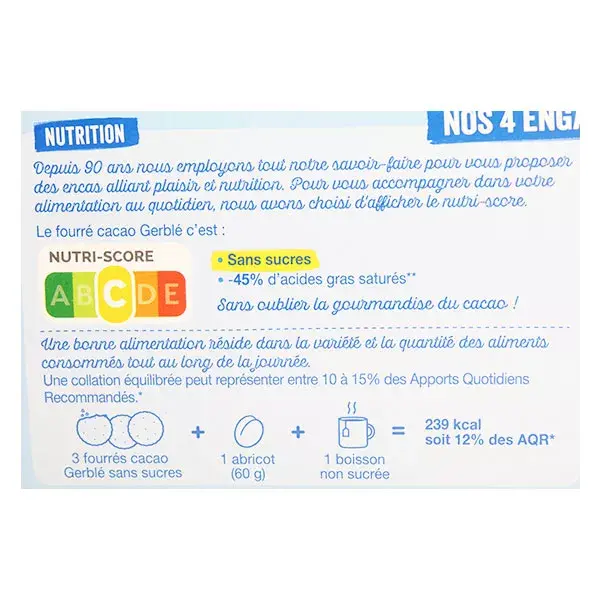 Gerblé Chocolate sem açúcar recheado com cacau 185g