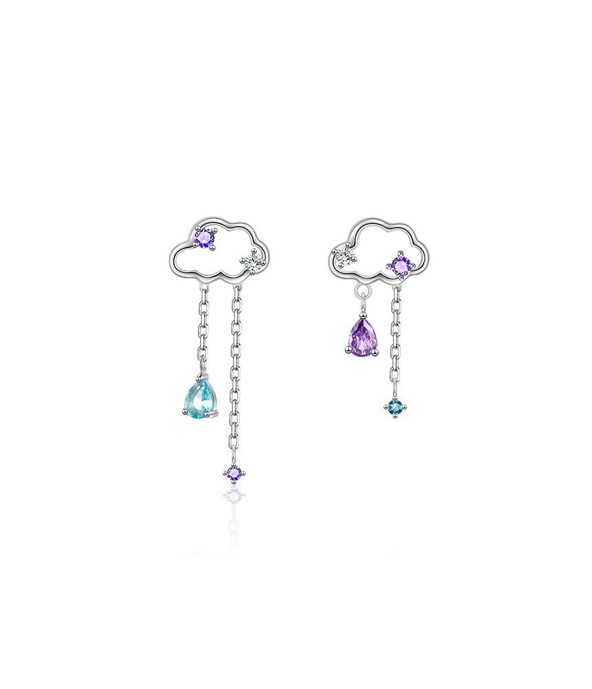 Toinianimos - Wolk Sterling Zilveren Oorbel met Franjes