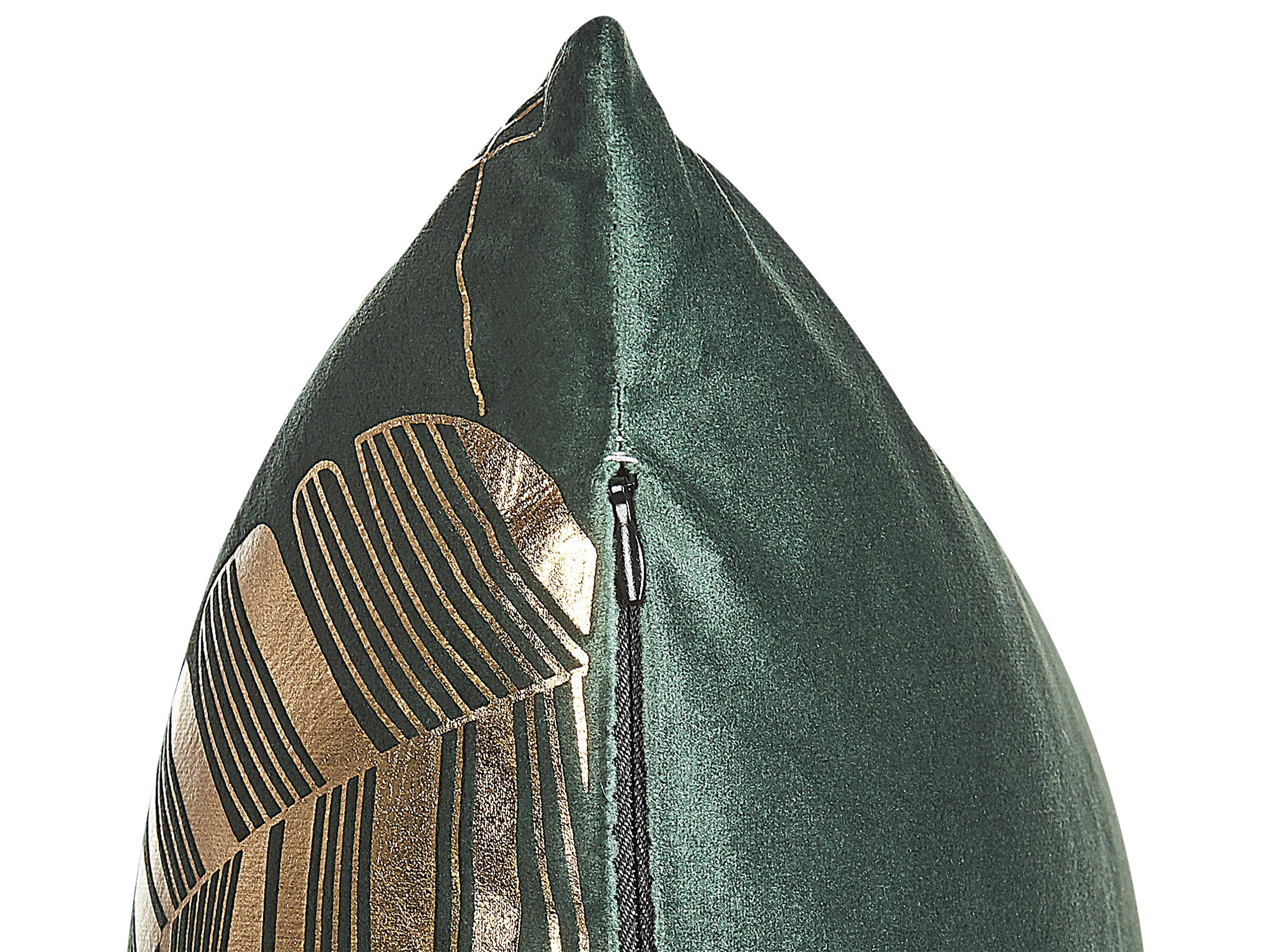 Set van 2 sierkussens SUNFLOWER Fluweel 45 x 45 cm Donkergroen bladpatroon