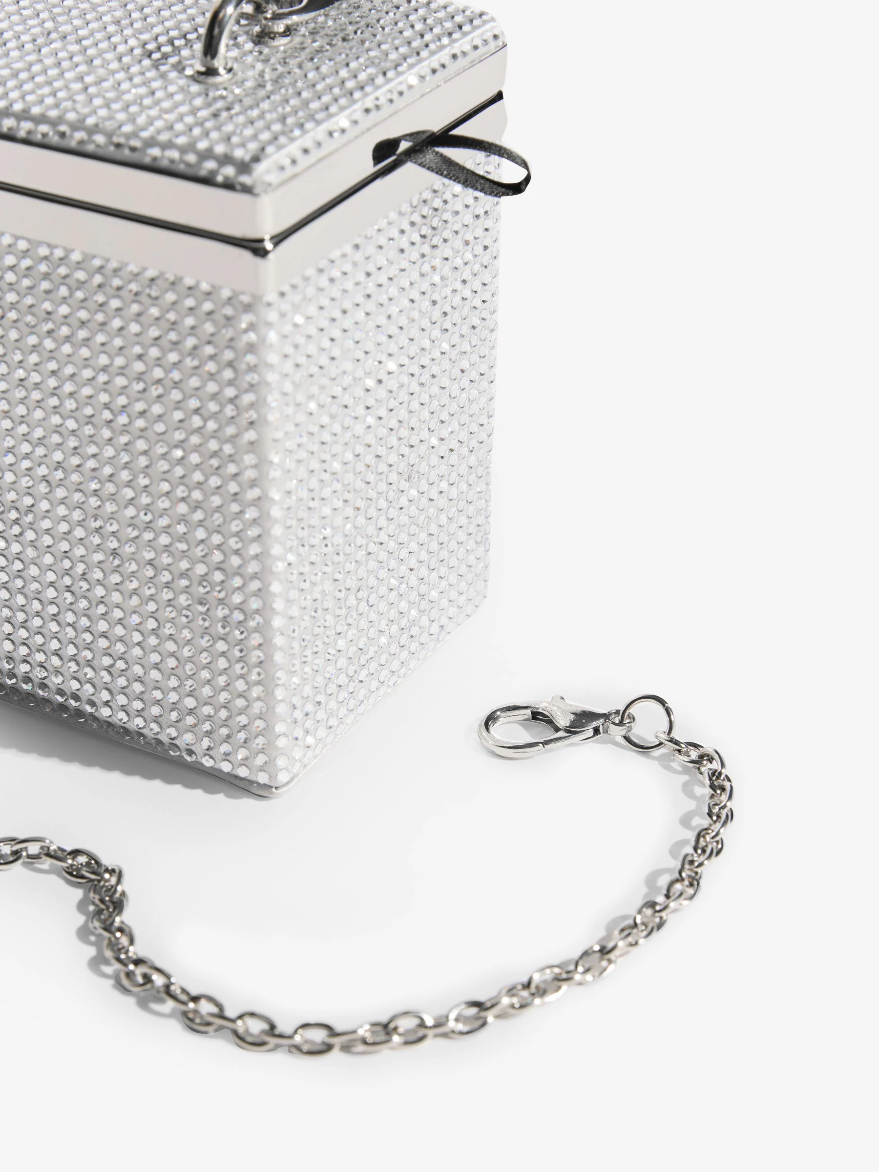 Zilver met stras - Lipsy Top Handle Box Bag