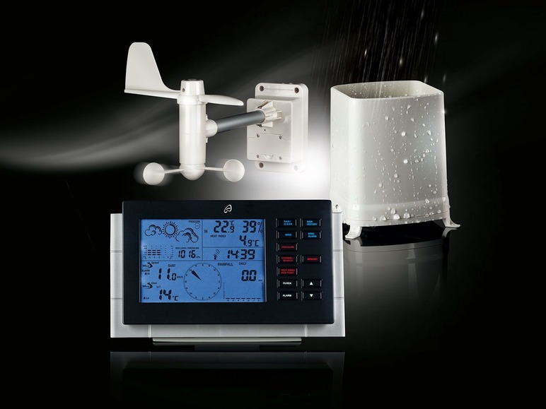Weerstation met radio en wind- en regenmeter