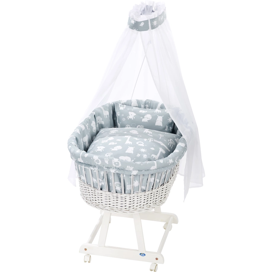 Alvi® Komplettstubenwagen Birthe weiß 911-1 Zootiere puderblau