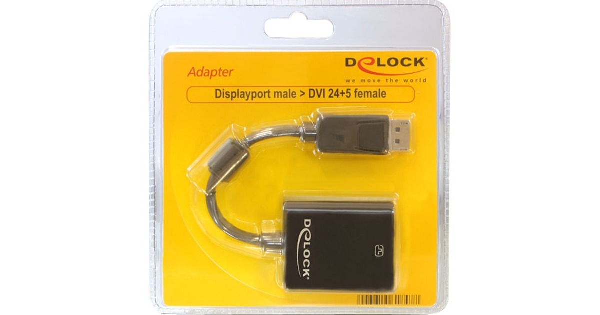 DeLOCKDisplayPort naar DVI-I adapter  (Zwart, 0,12 meter, Passief)
