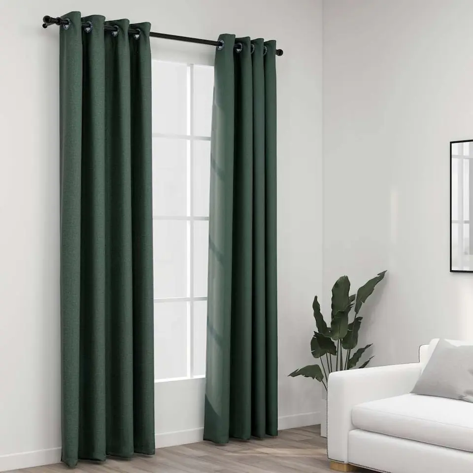vidaXL - Gordijn - Groen - Stof - 140 x 245 cm - 2 stuks