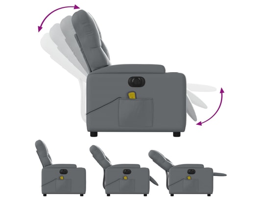 VIDAXL - Fauteuil de massage inclinable électrique gris similicuir