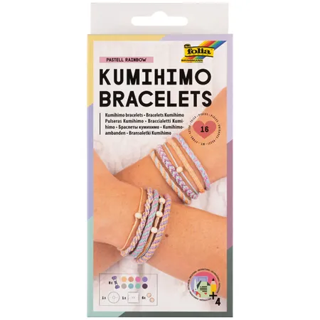 Folia Armband-Knüpfset Kumihimo Bracelets PASTELL RAINBOW