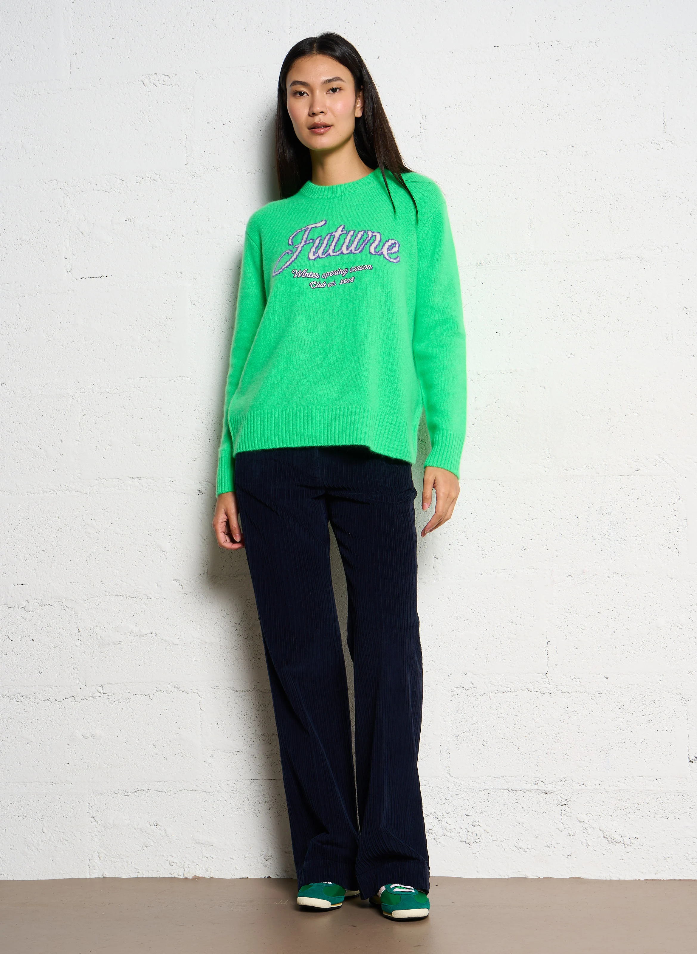 PANDORE - Pantalon large en coton | Bleu