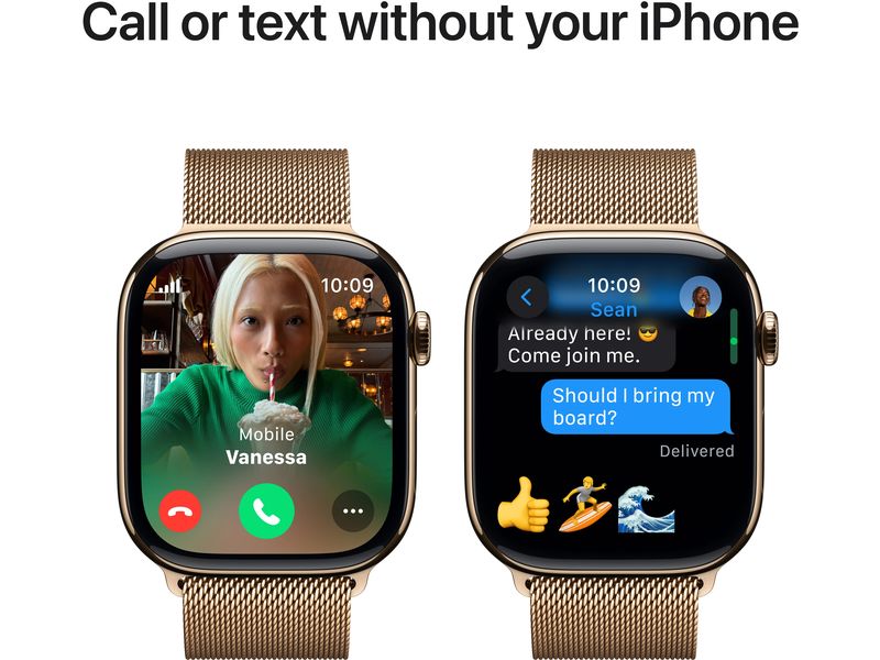 Apple Watch Series 10 46 mm LTE Titanium Gold Loop Milanese Eine glatte Zehn