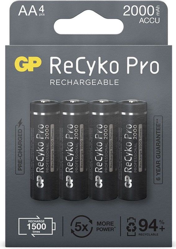 GP 2000 ReCyko Pro Oplaadbare AA / HR06 Ni-Mh Batterij (4 Stuks)