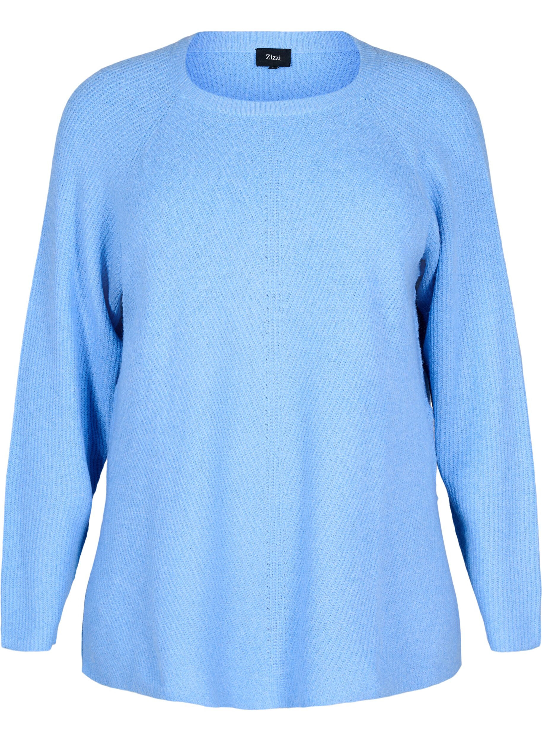 Strikbluse med rund hals