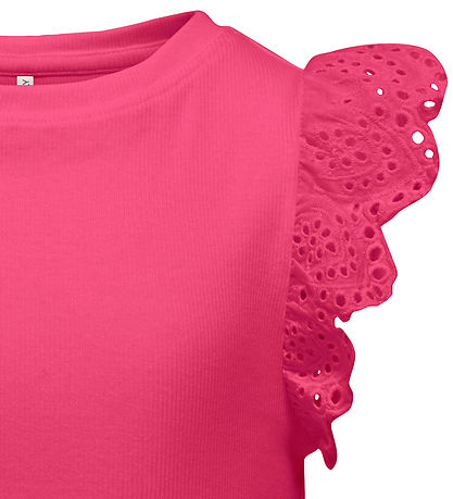 Kids Only Top - Rib - KogDrea - Fuchsia Purple m. Strickerei Eng
