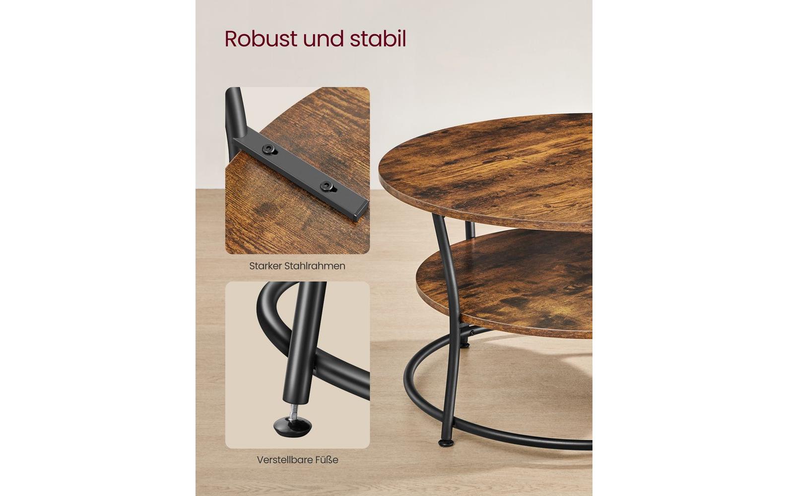Couchtisch 80 x 46.5 cm, Braun/Schwarz<br>Runder Wohnzimmertisch