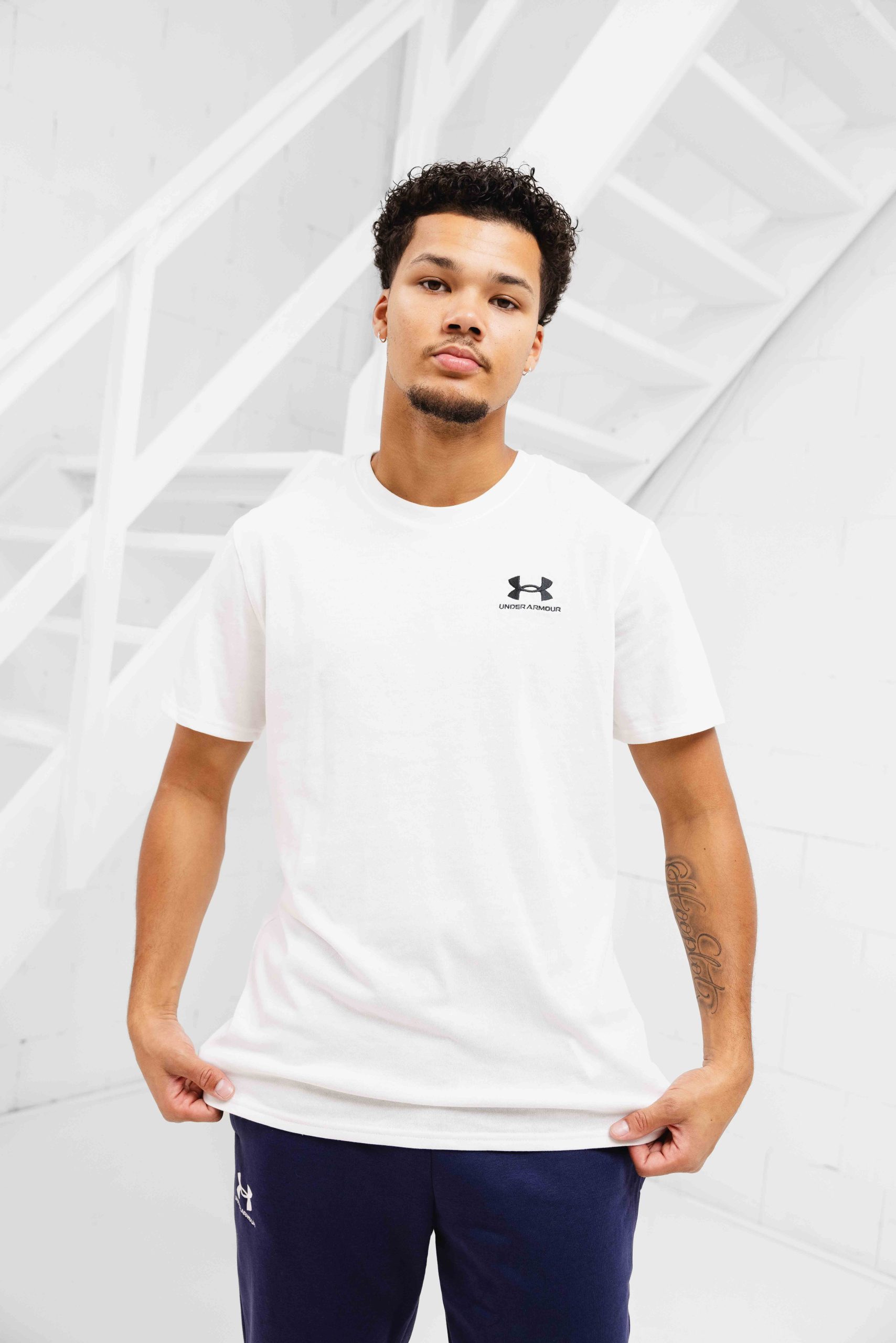 Under Armour Embroidered Heavyweight T-Shirt Heren Wit