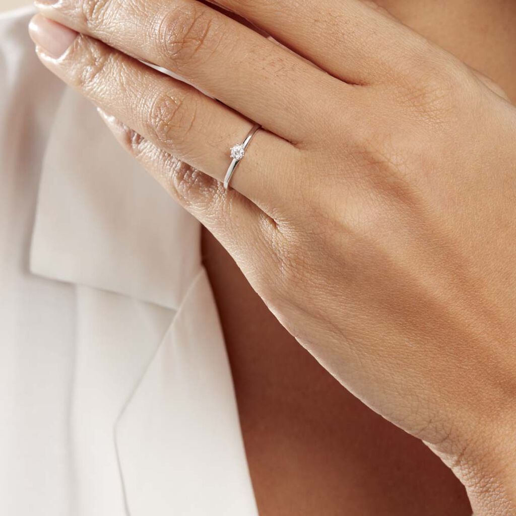 Bague Solitaire Natalia Or Blanc Diamant
