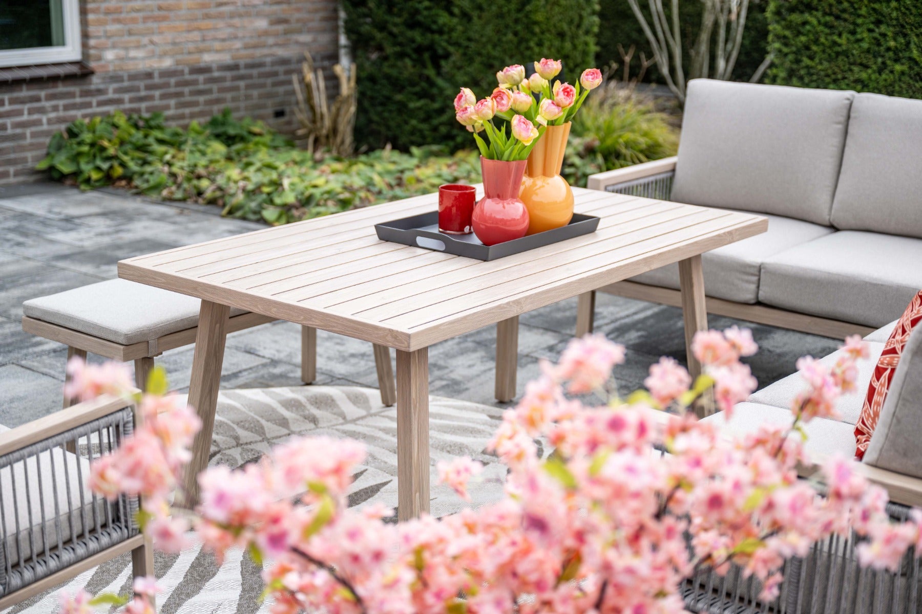 Decala aluminium lounge-dining set - licht eikenlook