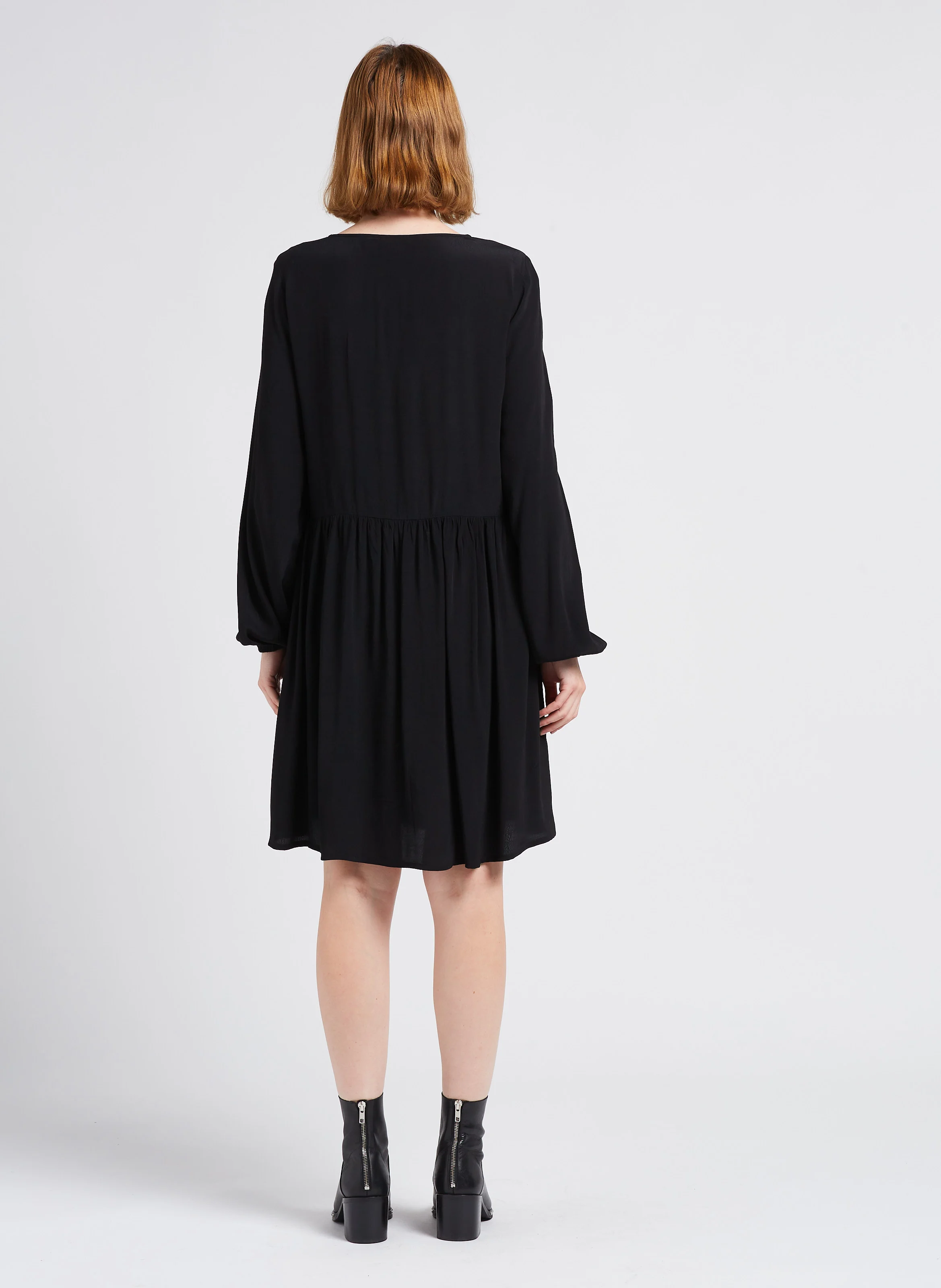 LANA - Robe longue col rond| Noir