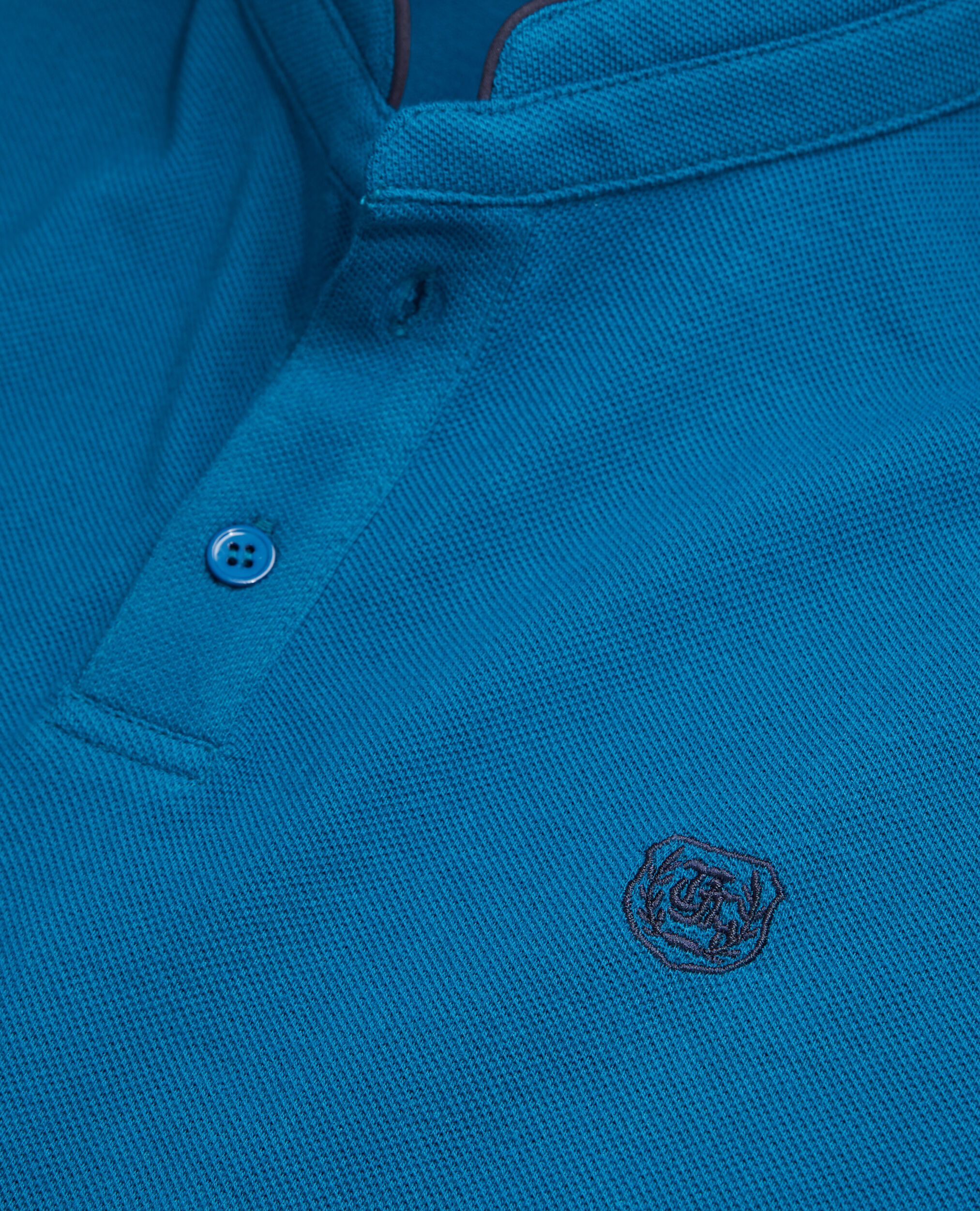 Polo bleu en coton