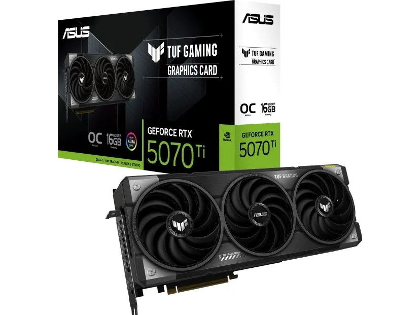 ASUS TUF Gaming GeForce RTX 5070 Ti 16GB - OC Edition - grafikkort - GeForce RTX 5070 Ti - 16 GB GDDR7 - PCI Express 5.0 - 3 x DisplayPort, HDMI - grå