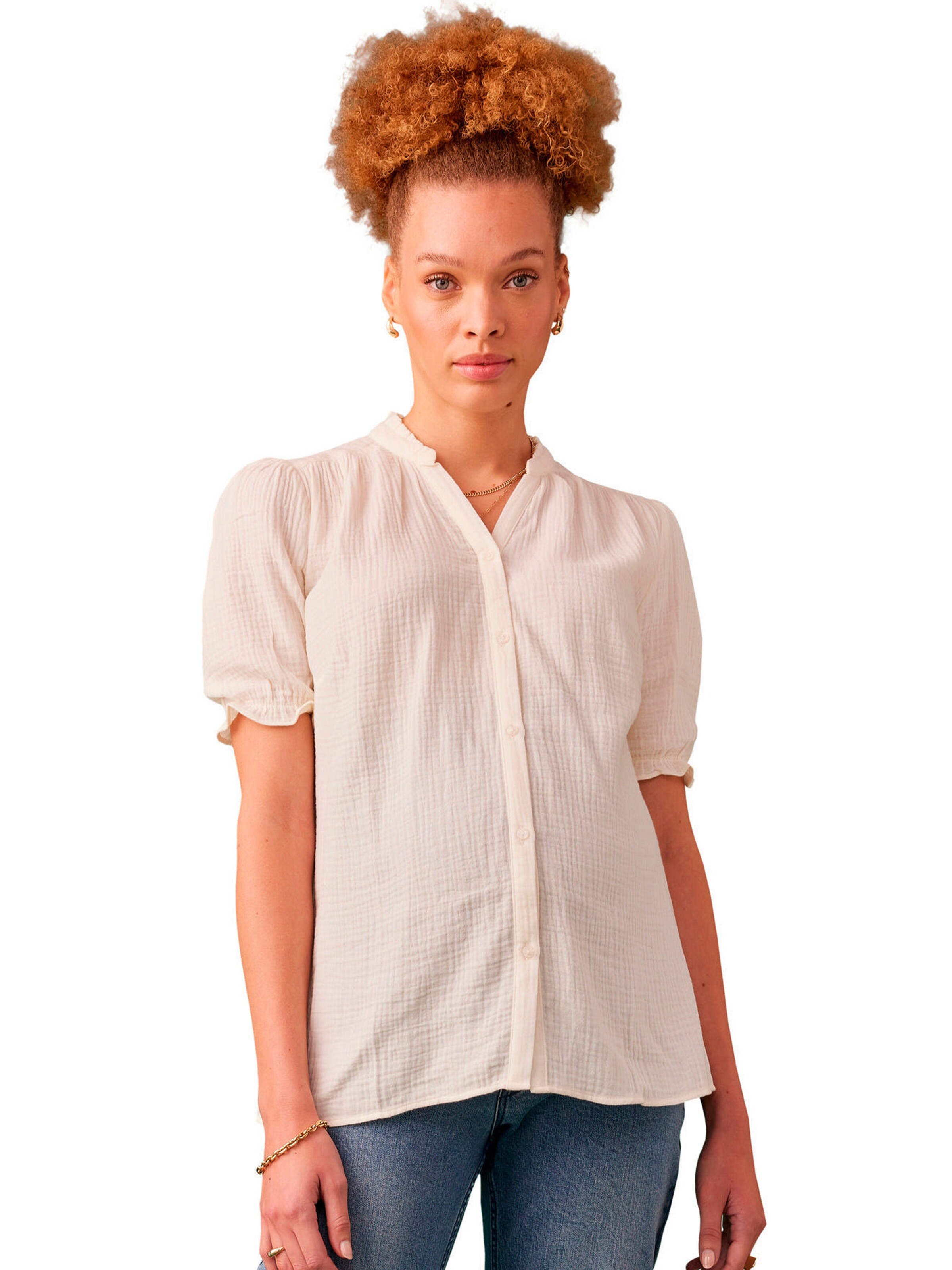 Envie de Fraise Musselinbluse für Schwangerschaft & Stillzeit wollweiß