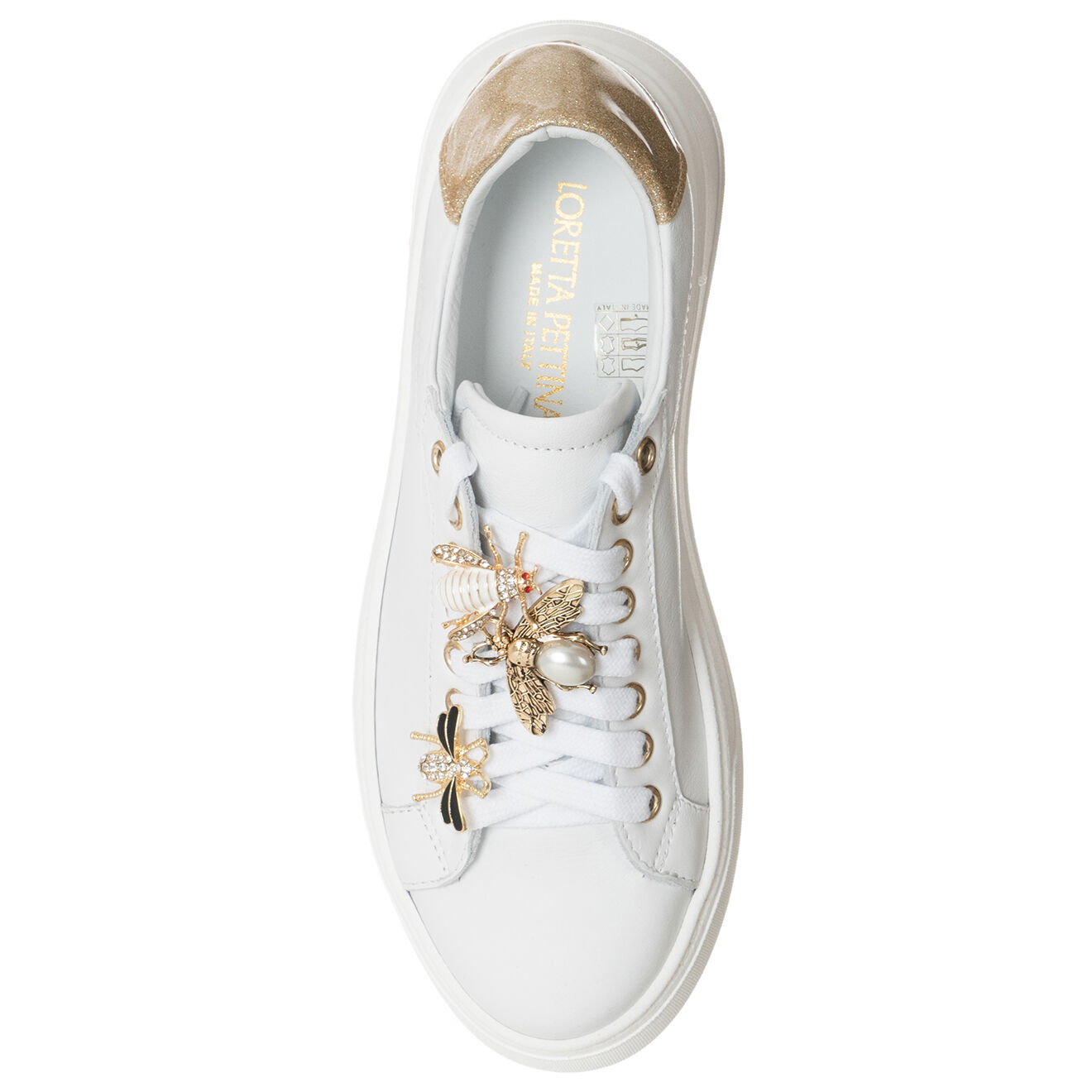 Loretta Pettinari Sneakers en Cuir Ursu blanc/platine