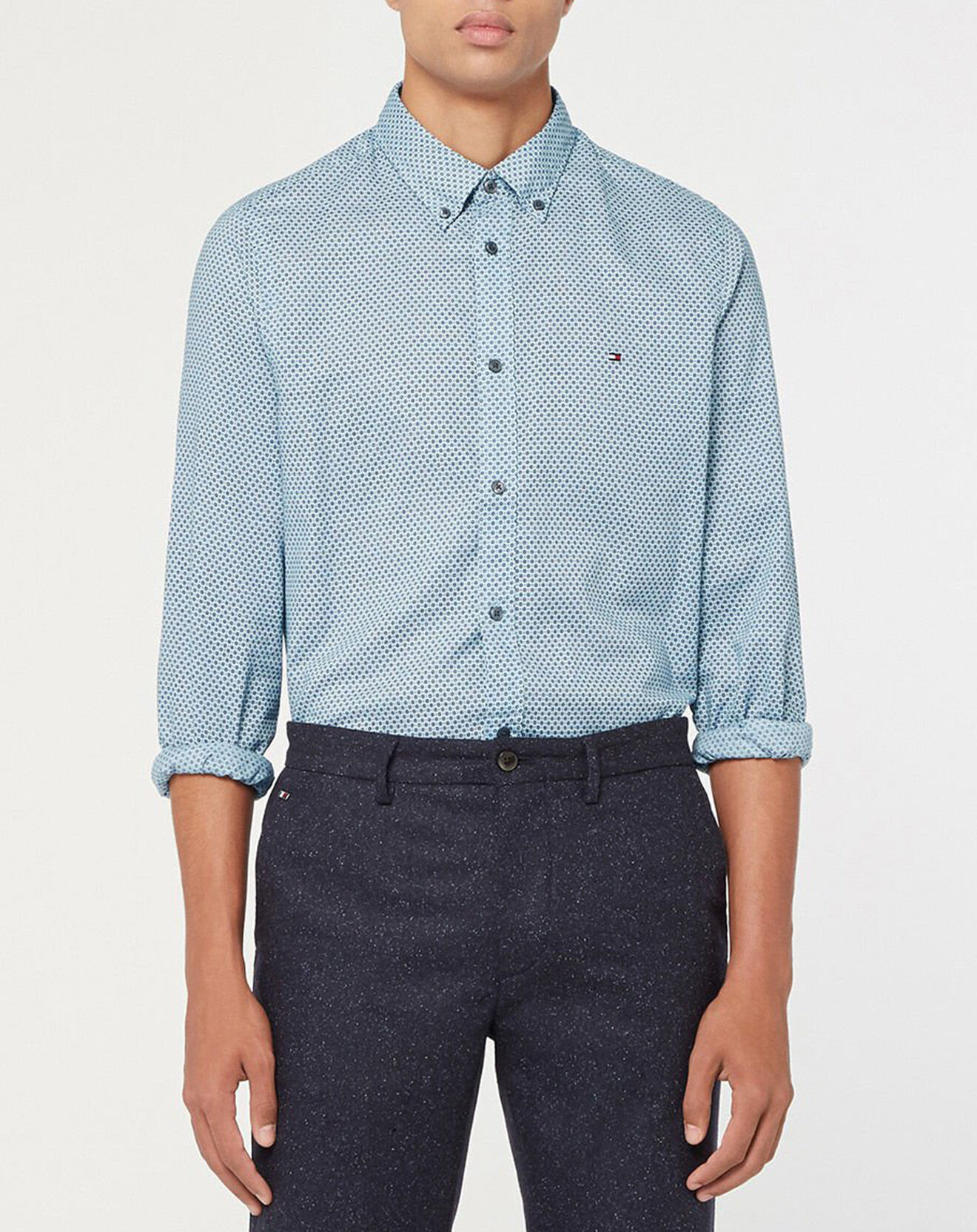 Tommy Hilfiger Chemise Slim Oxford imprimée bleue