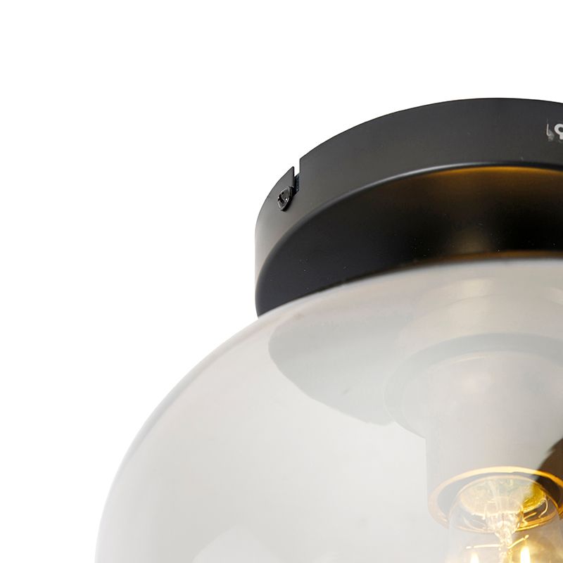 Design plafondlamp zwart met goud en smoke glas - Zuzanna