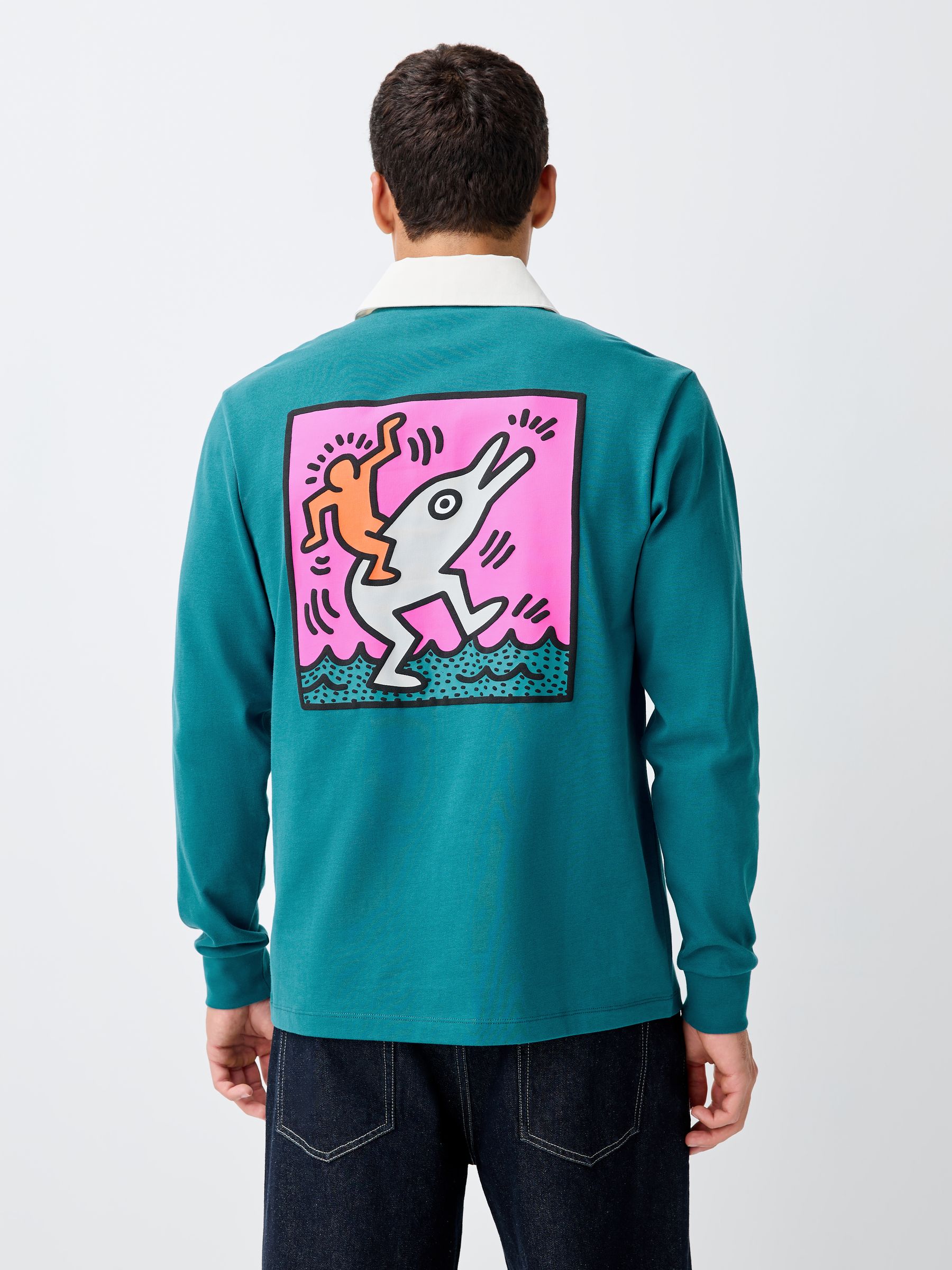 Blauwgroene Keith Haring-licentie - Rugbyshirt