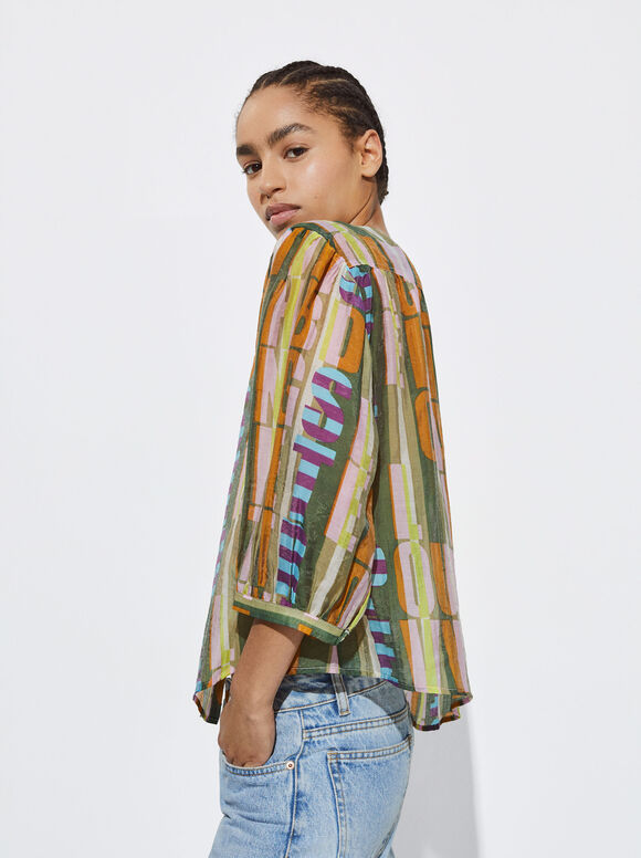 Camisa de liocel estampada - Multicolorida