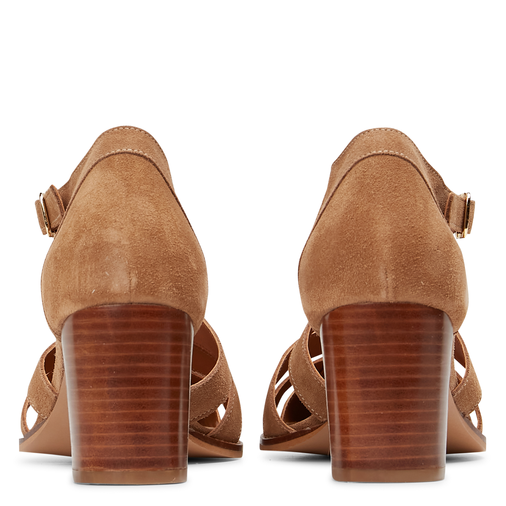 JUSTINE - Sandales hautes en cuir velours | Marron
