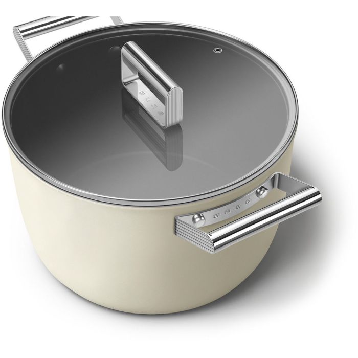 SMEG Kochtopf mit Deckel 26 cm CKFC2611CRM Creme
