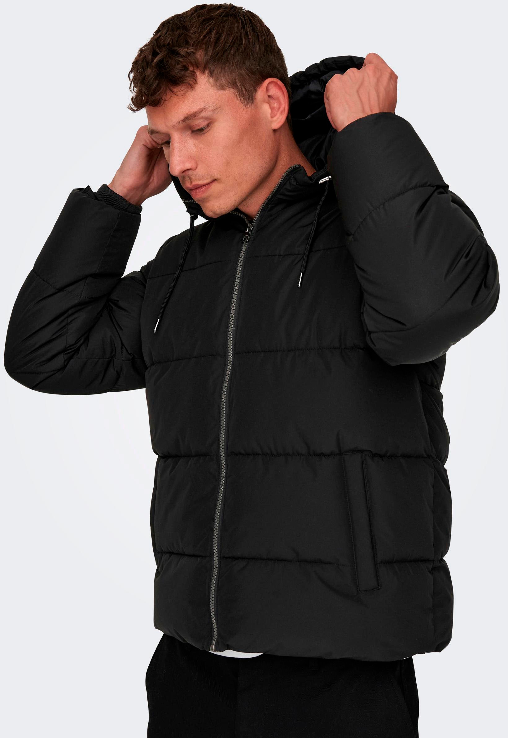 ONLY & SONS Steppjacke »ONSMARLON LIFE HOOD PUFFER JACKET OTW VD« mit Kapuze
