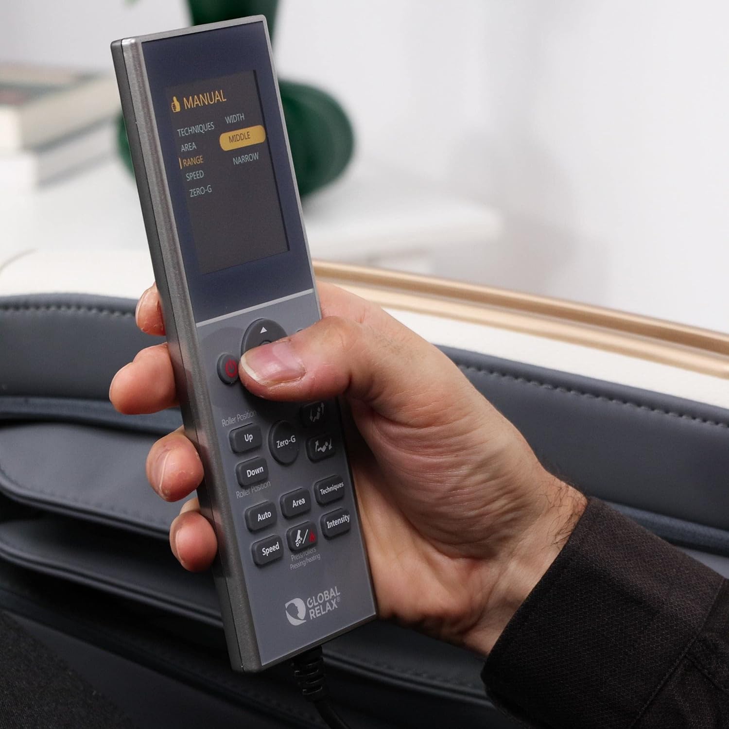 RELAXAMENTO GLOBAL | KENSHO® Plus | Cadeira de Massagem Azul-Cinza | 7 Programas | Terapia de Pressão de Ar, Reflexologia Podal, Termoterapia nas Costas, Gravidade e Zero Space | Som Surround 3D | Bluetooth