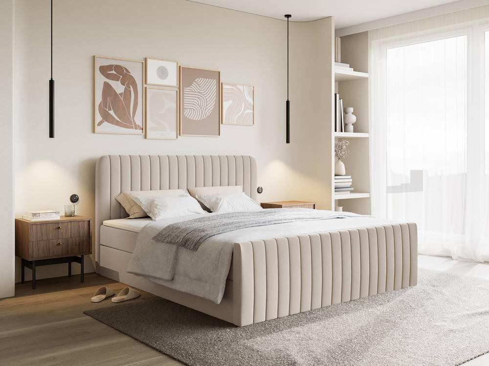 NADUVI Collection Boxspring Adrien chenille met opbergvak 140x200