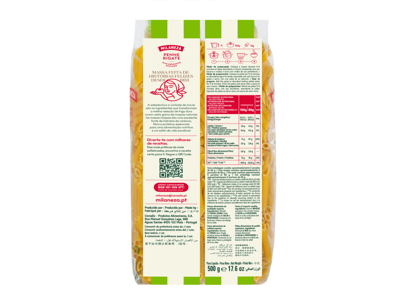 MACARRONETE MILANEZA RISCADO GE 500G