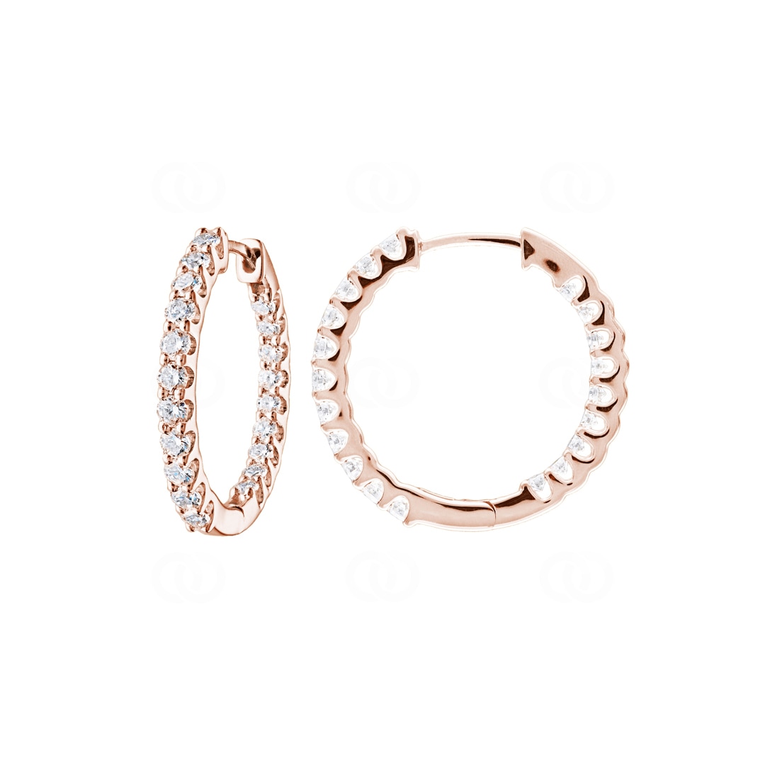 1.00 Karat Diamant-Kreolen 750/18 K Roségold Ø 20mm