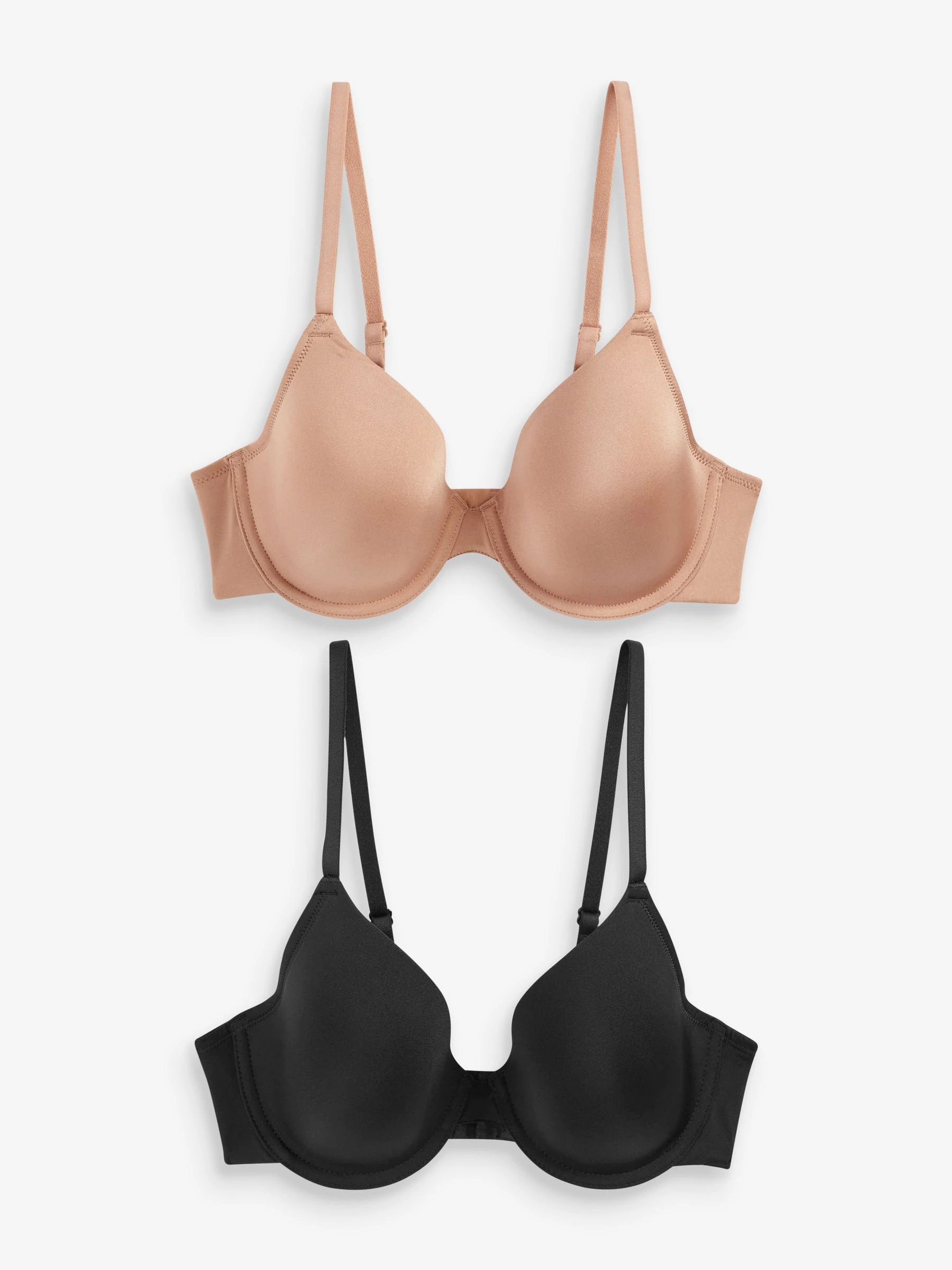 Zwart/praline huidskleur - A-E Afvlakkende Ultimate Comfort Beha's 2 Verpakking