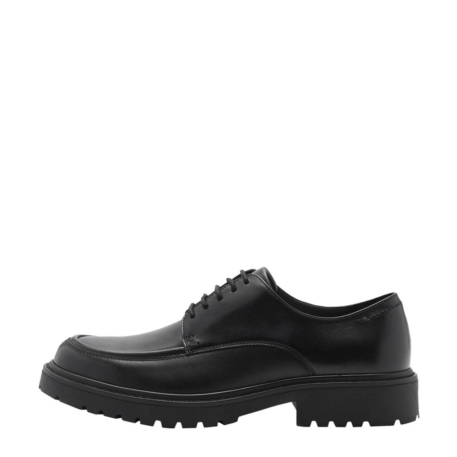 Mango Man leren veterschoenen zwart