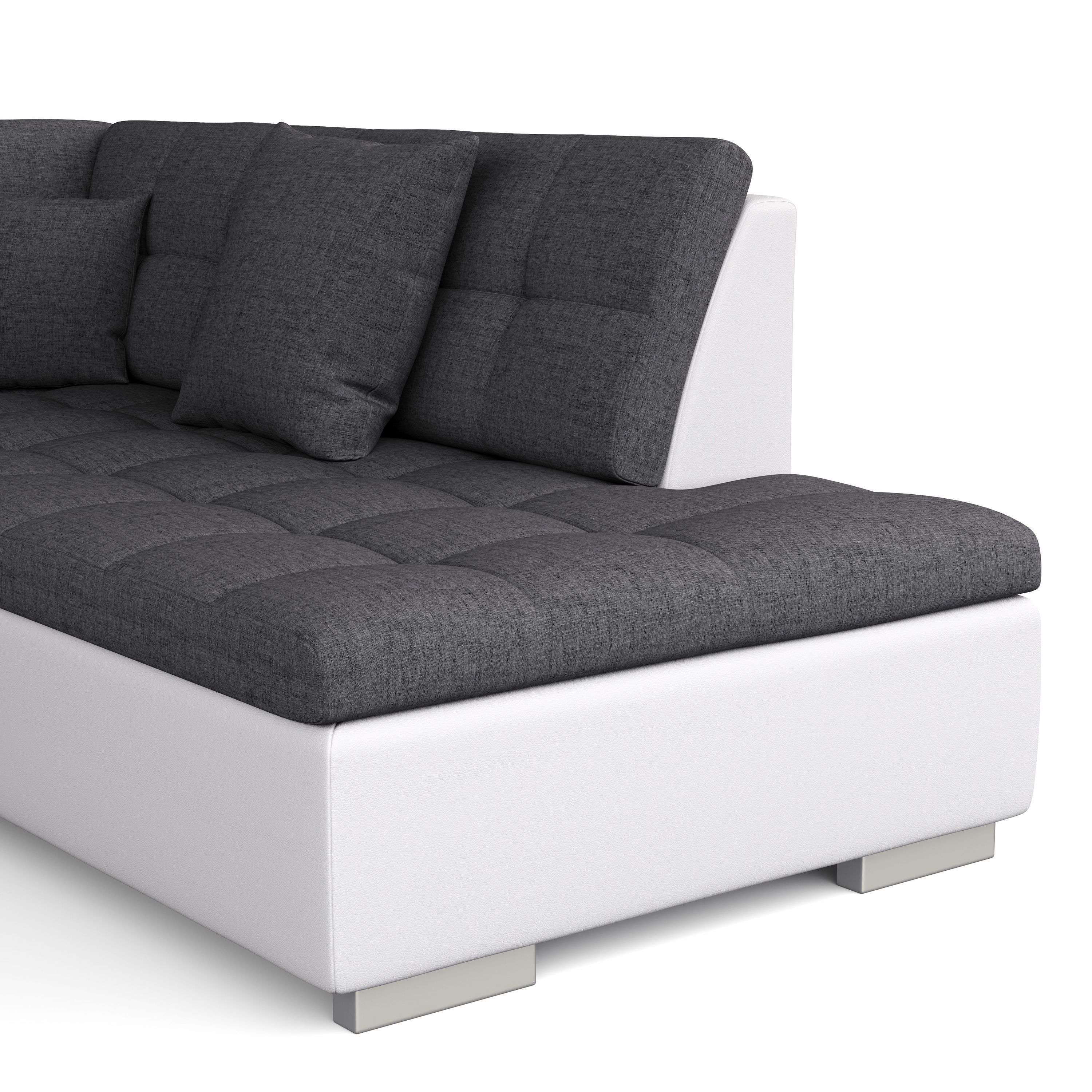 Ecksofa ARIA links anthrazit/weiss