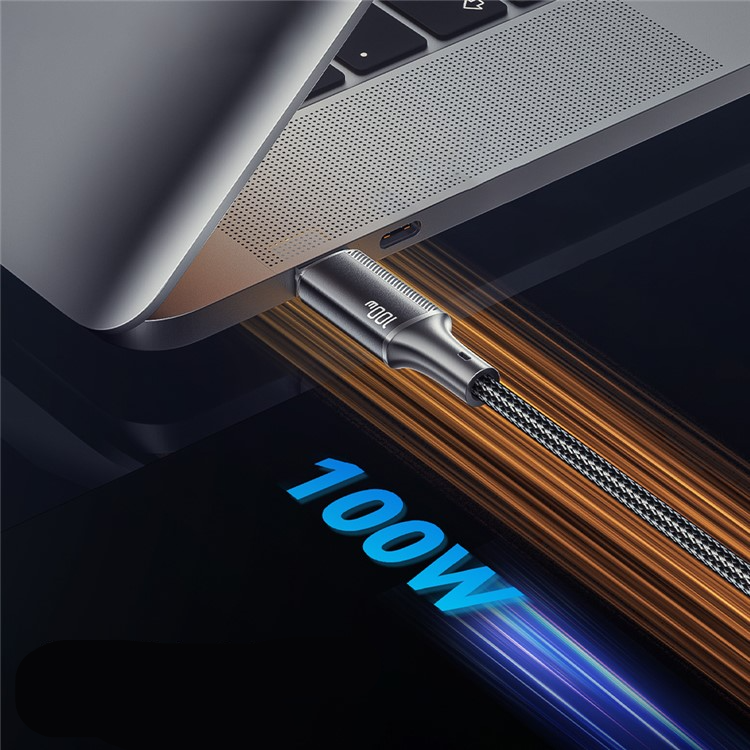 (1m) 100W USB C auf USB C Ladekabel Nylon Datenkabel Power Delivery - Schwarz