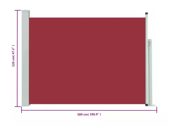 Auvent latéral rétractable de patio 120x500 cm Rouge