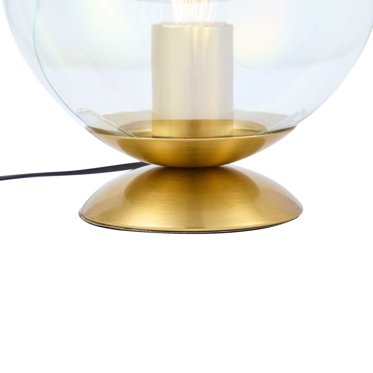 Art deco tafellamp messing met smoke regenboog glas  - Pallon